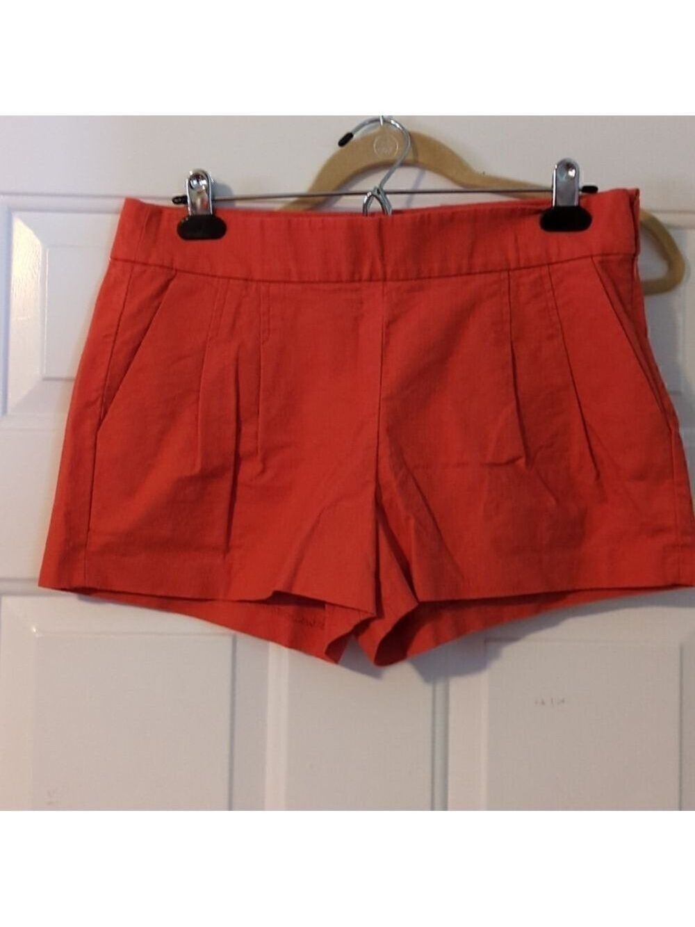 J. Crew Coral Orange Pleated Shorts Pockets Mets Orioles Syracuse Women's 6